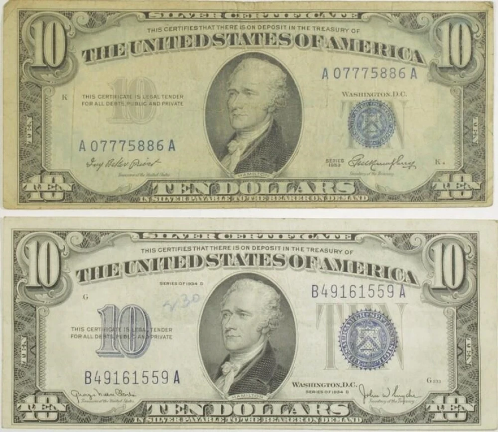 $10 Silver Certificate Pair
