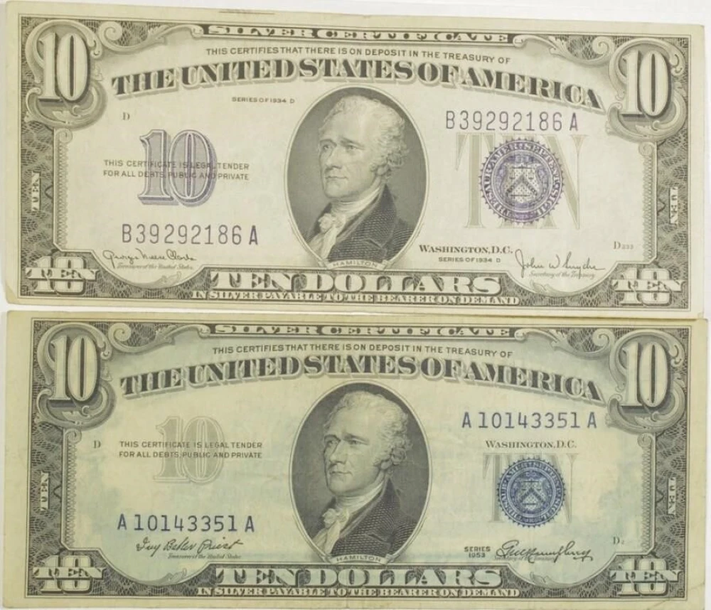A 2nd $10 Silver Certificate Pair