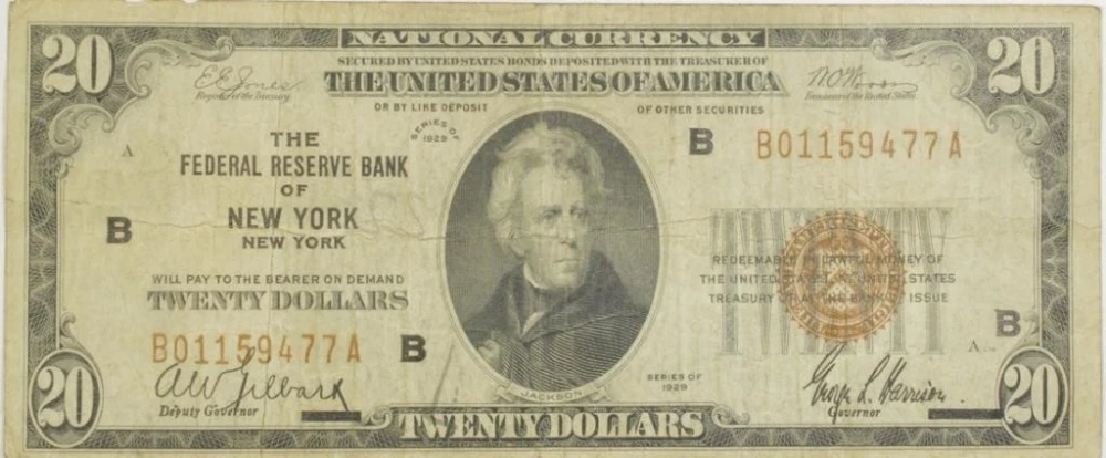 F+ 1929 New York $20 National