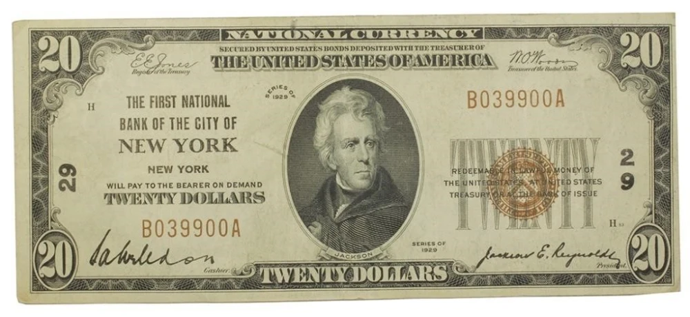 EF 1929 New York $20 National