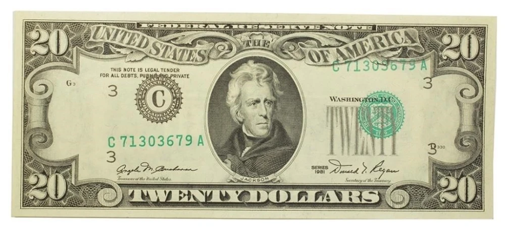 1981 $20 FRN Over Print Error