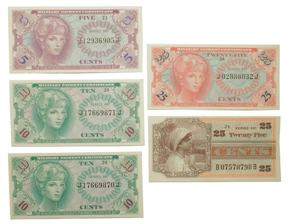 Quintet Of CU Military Payment Certificates