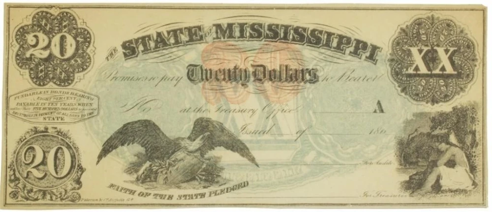 Rare Mississippi $20 Obsolete