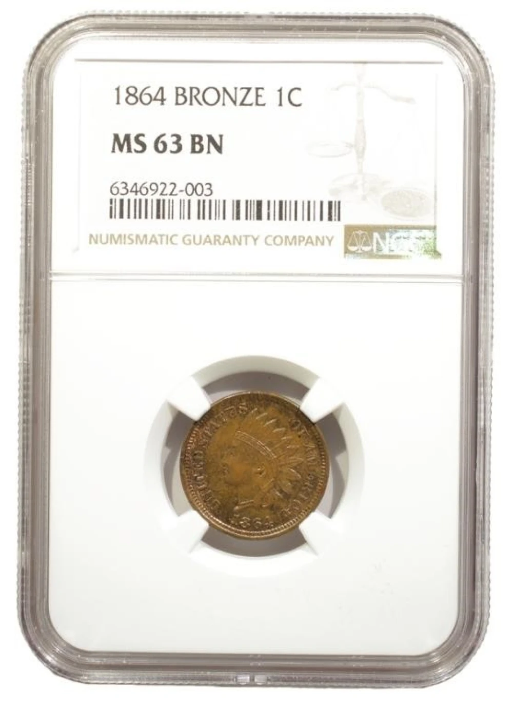 NGC MS-63 1864 Indian Cent