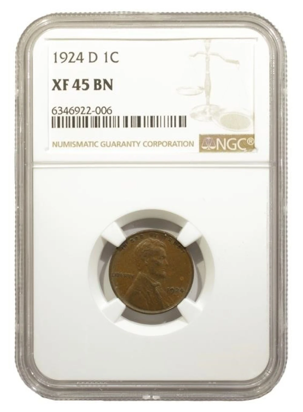 NGC EF-45 1924-D Lincoln Cent