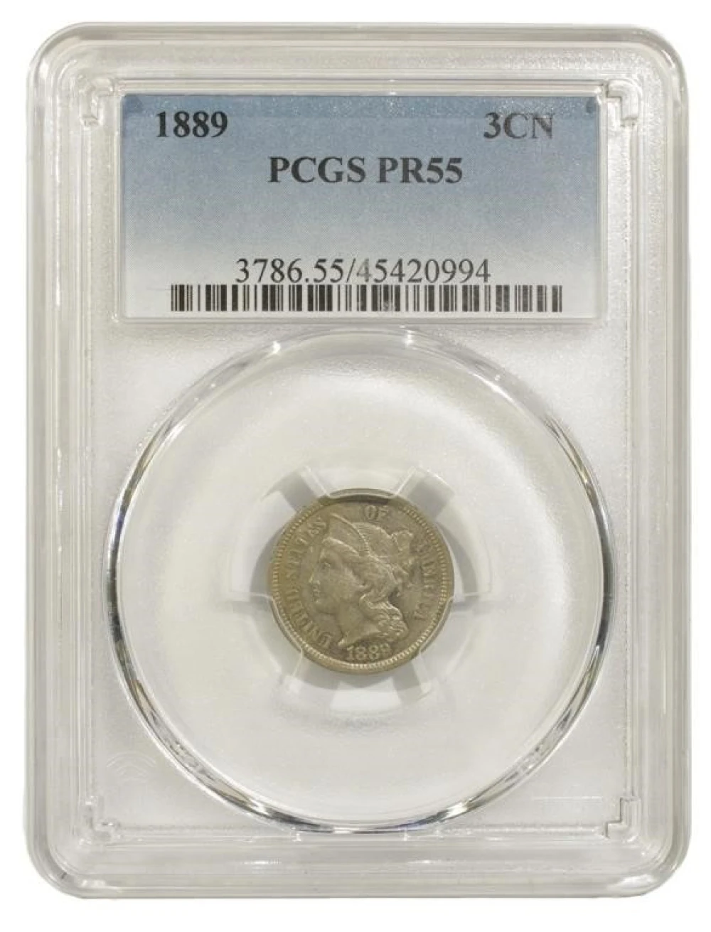PCGS Proof-55 1889 Three Cent Nickel
