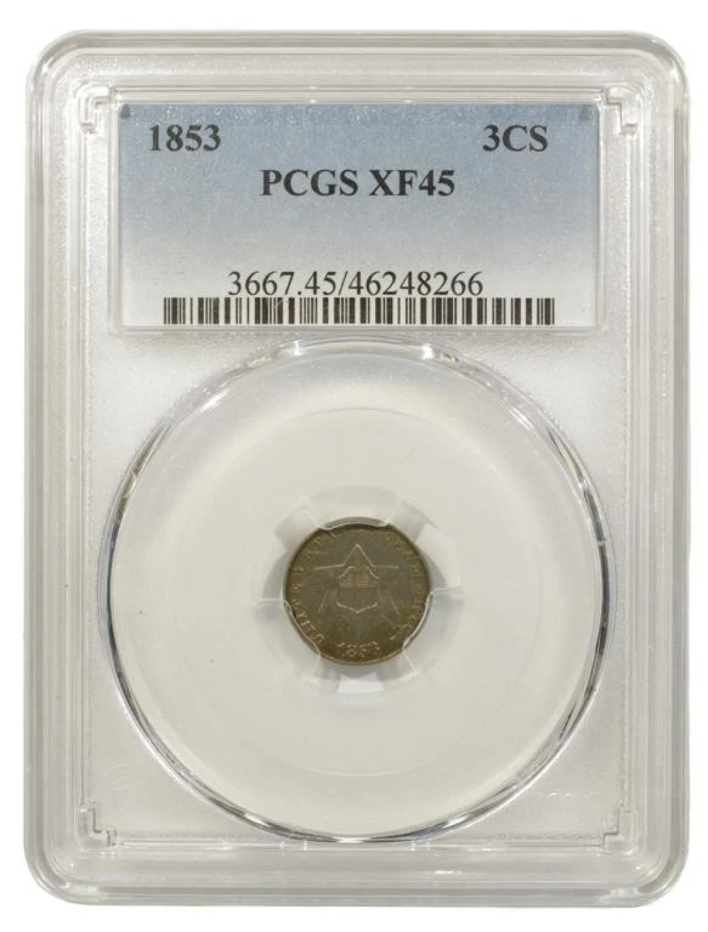 PCGS EF-45 1853 Three Cent Silver