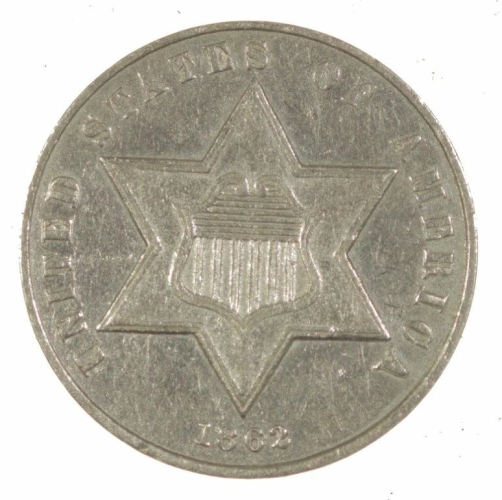 AU 1862 3 Cent Silver