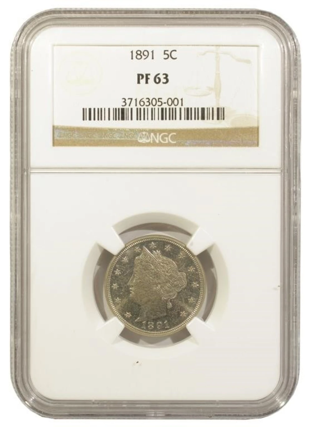 Proof-63 1891 Liberty Nickel
