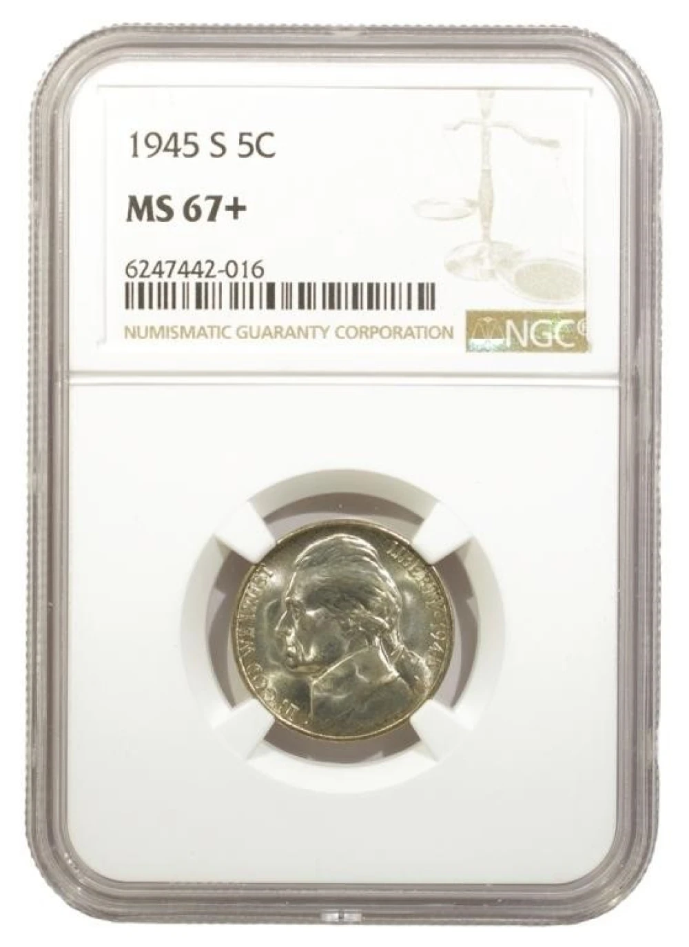 NGC MS-67+ 1945-S Jefferson Nickel