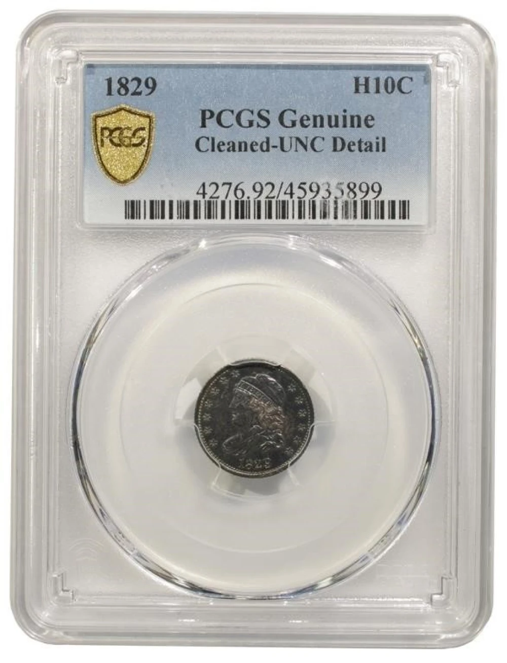 PCGS UNC Details 1829 Bust Half Dime