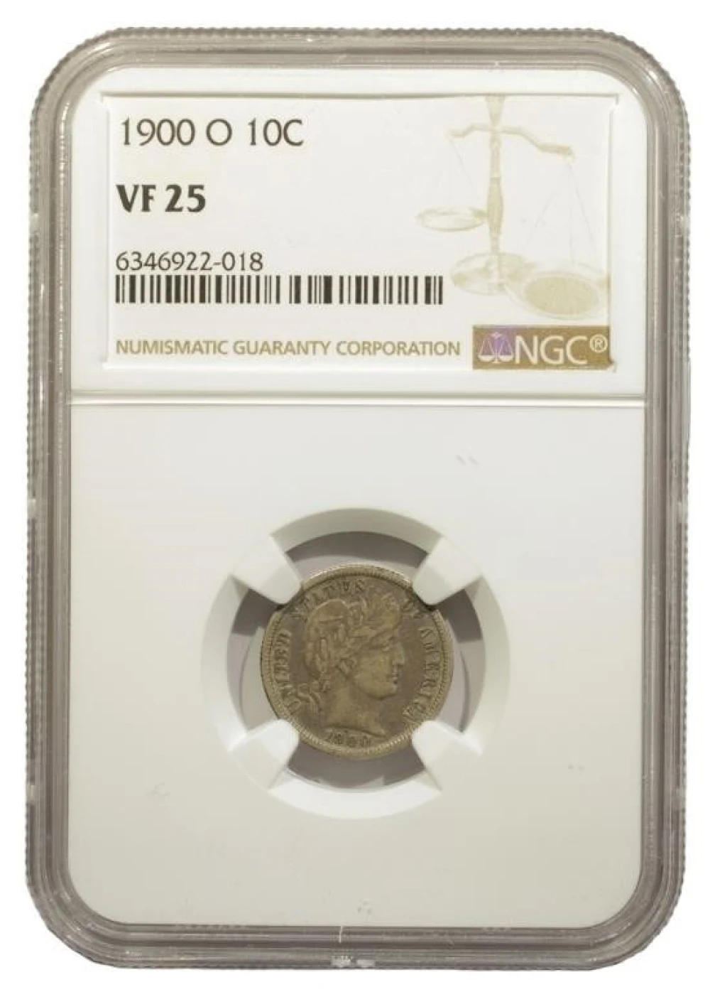 NGC VF-25 1900-O Barber Dime