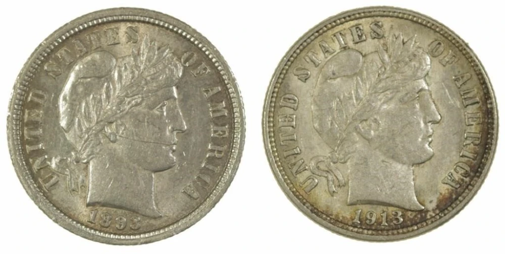 Better Grade Barber Dime Pair