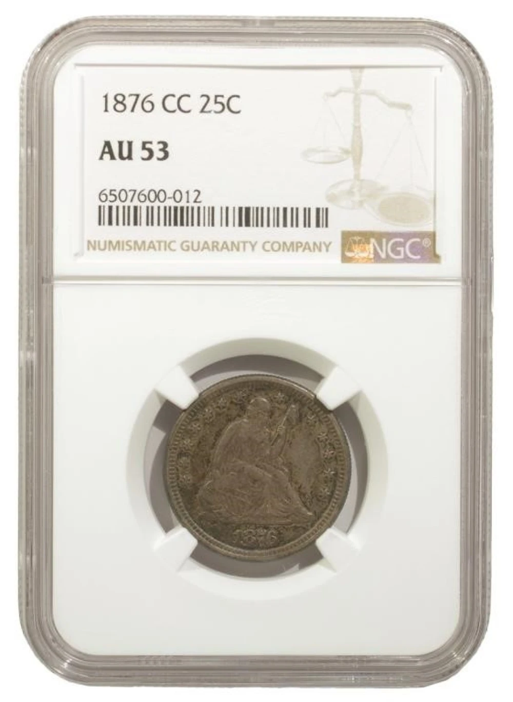 NGC AU-53 1876-CC Seated Quarter