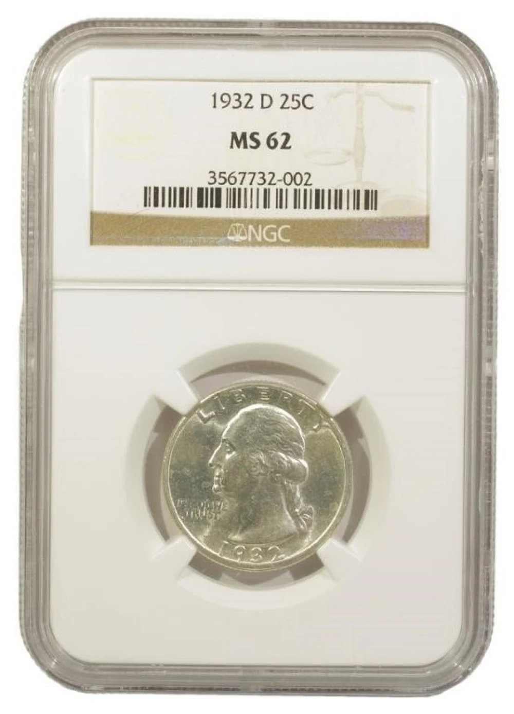 MS-62 1932-D Washington Quarter
