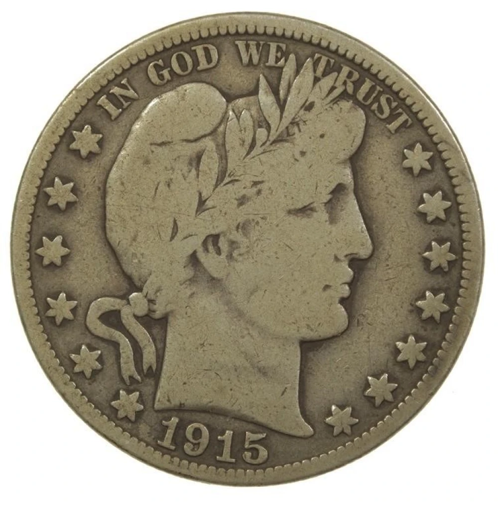 VG+ 1915 Barber Half Dollar