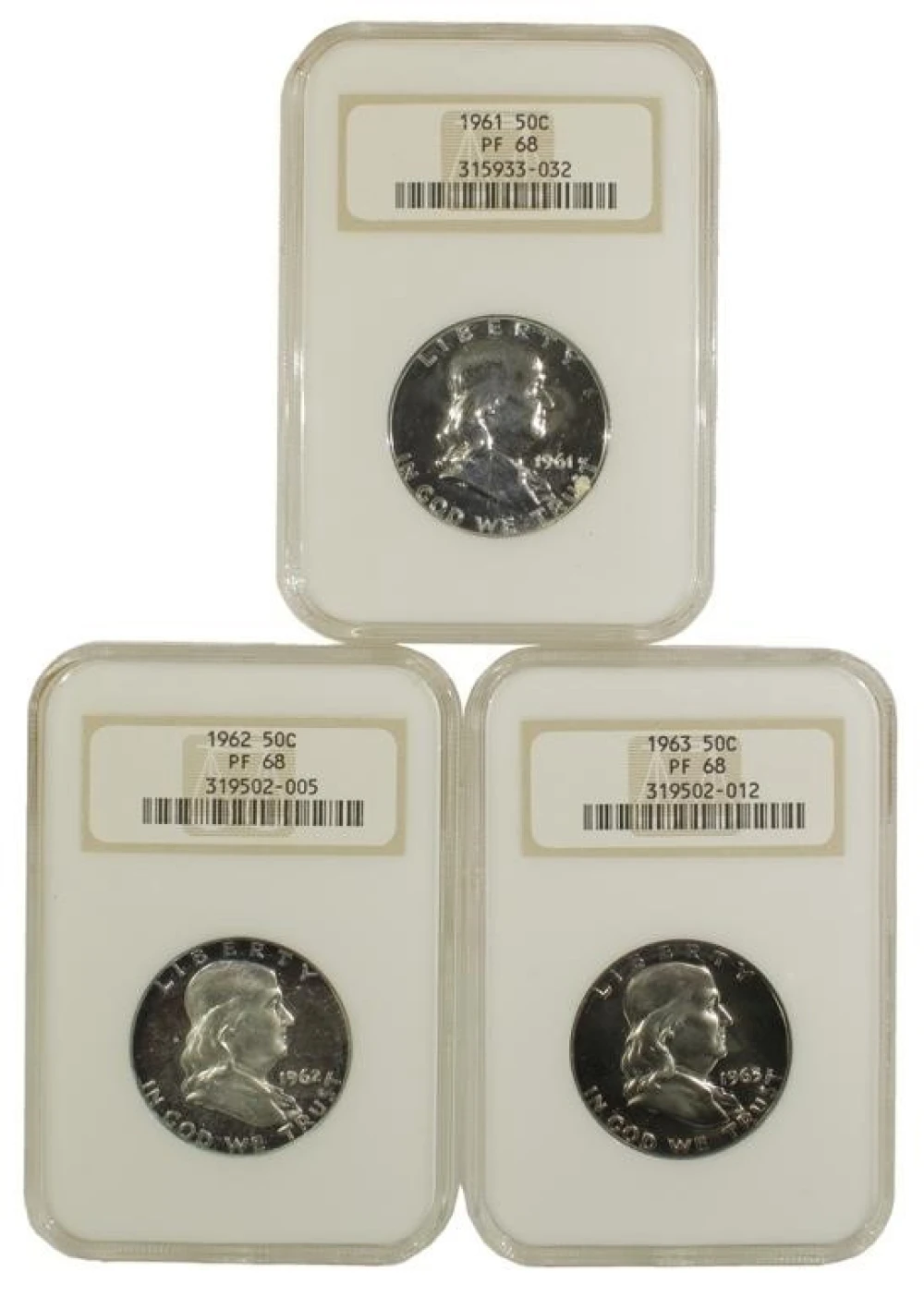 NGC Proof-68 Franklin Half Trio
