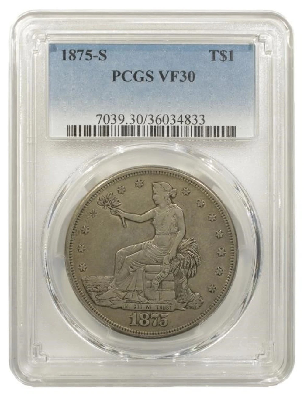 Choice VF-30 1875-S Trade Dollar