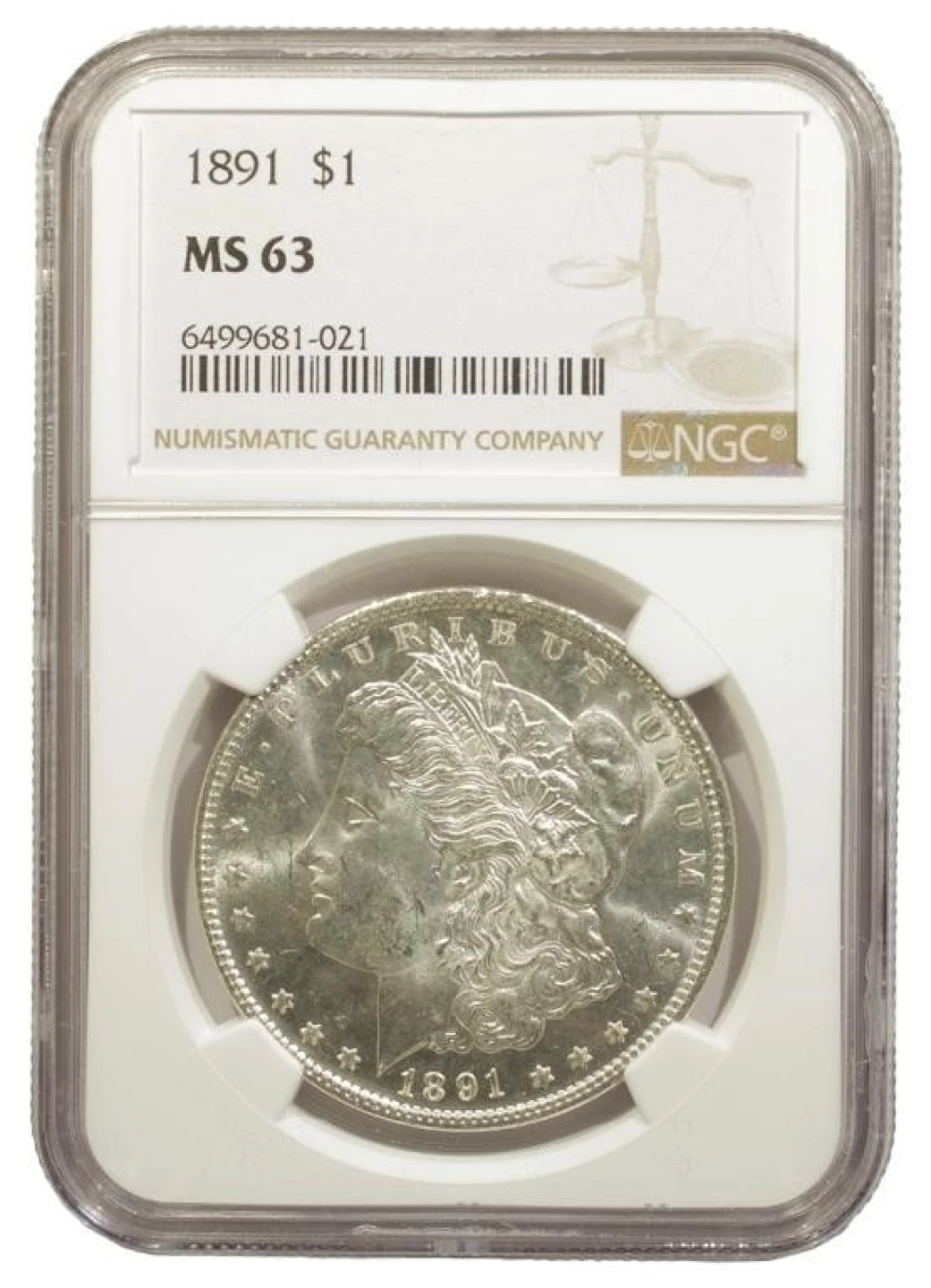 NGC MS-63 1891 Morgan Dollar