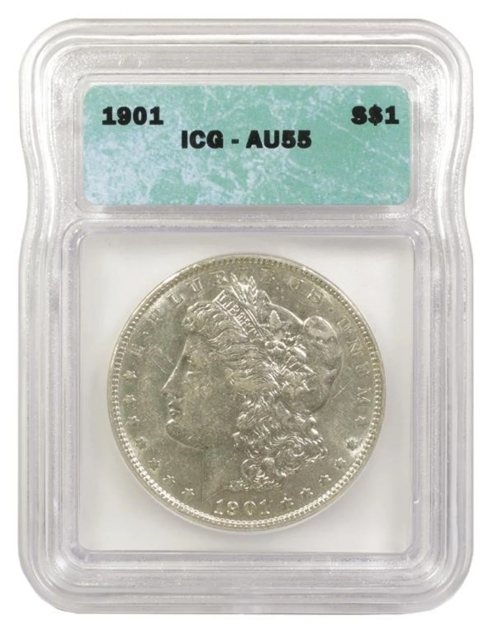 ICG AU-55 1901 Morgan Dollar