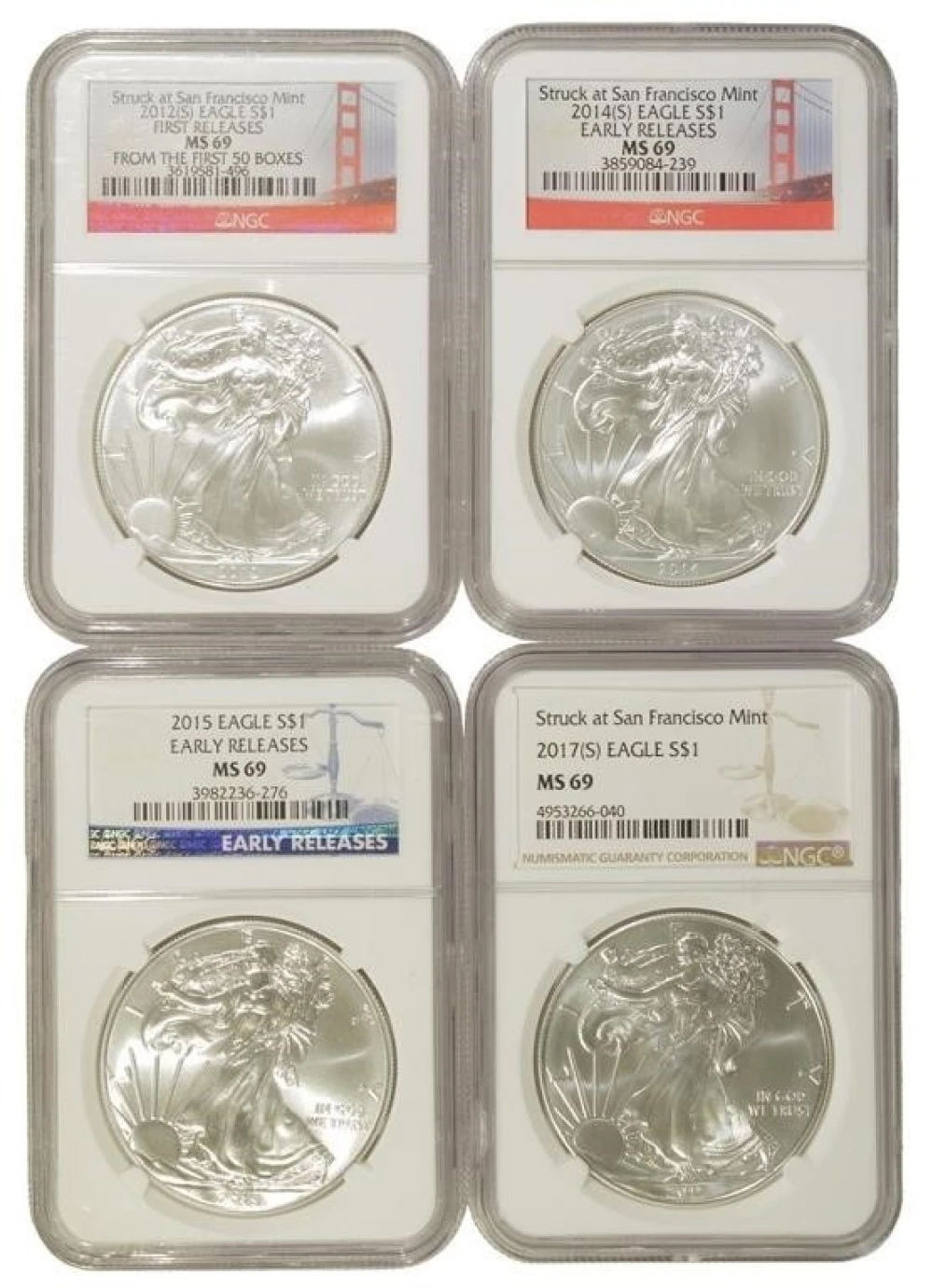 NGC MS-69 Silver Eagle Quartet