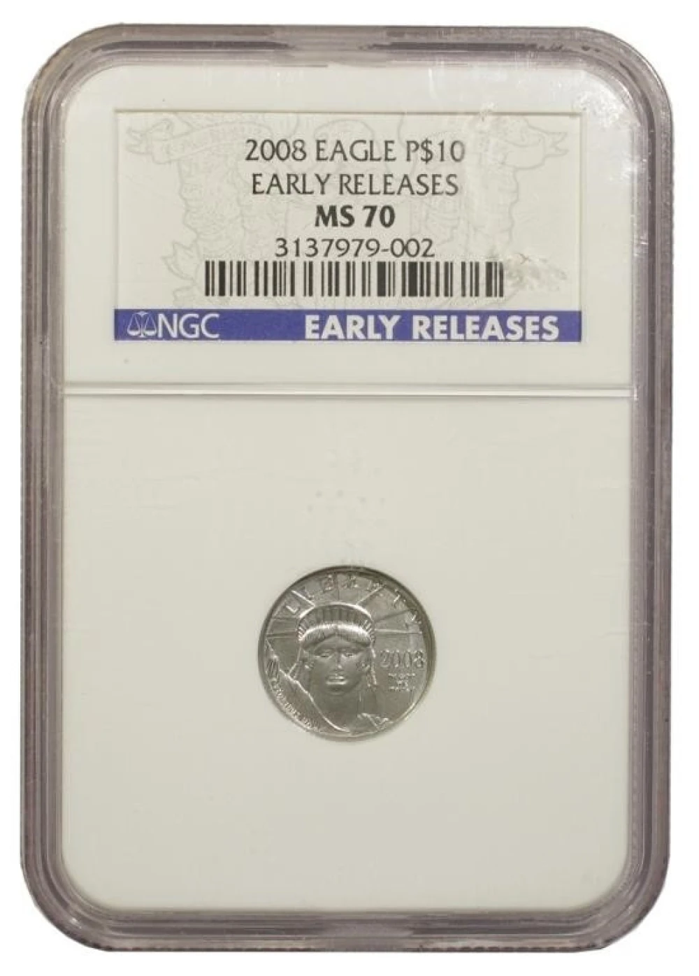 NGC MS-70 2008 ER 1/10 Oz Platinum Eagle