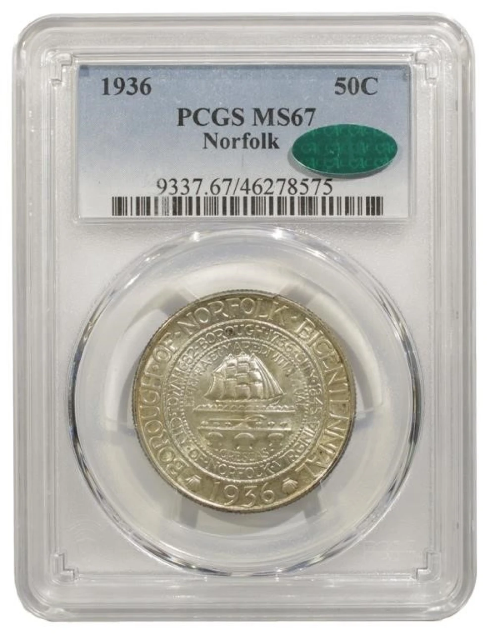 PCGS MS-67 CAC 1936 Norfolk Commemorative