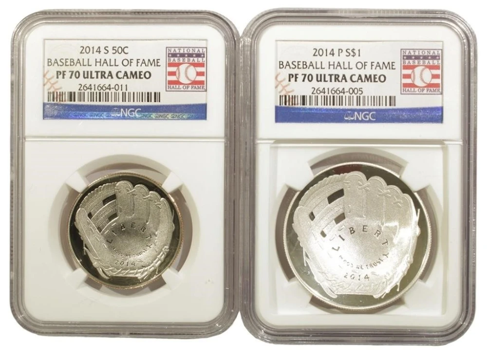 Pair of NGC 2014 Baseball HOF Commems