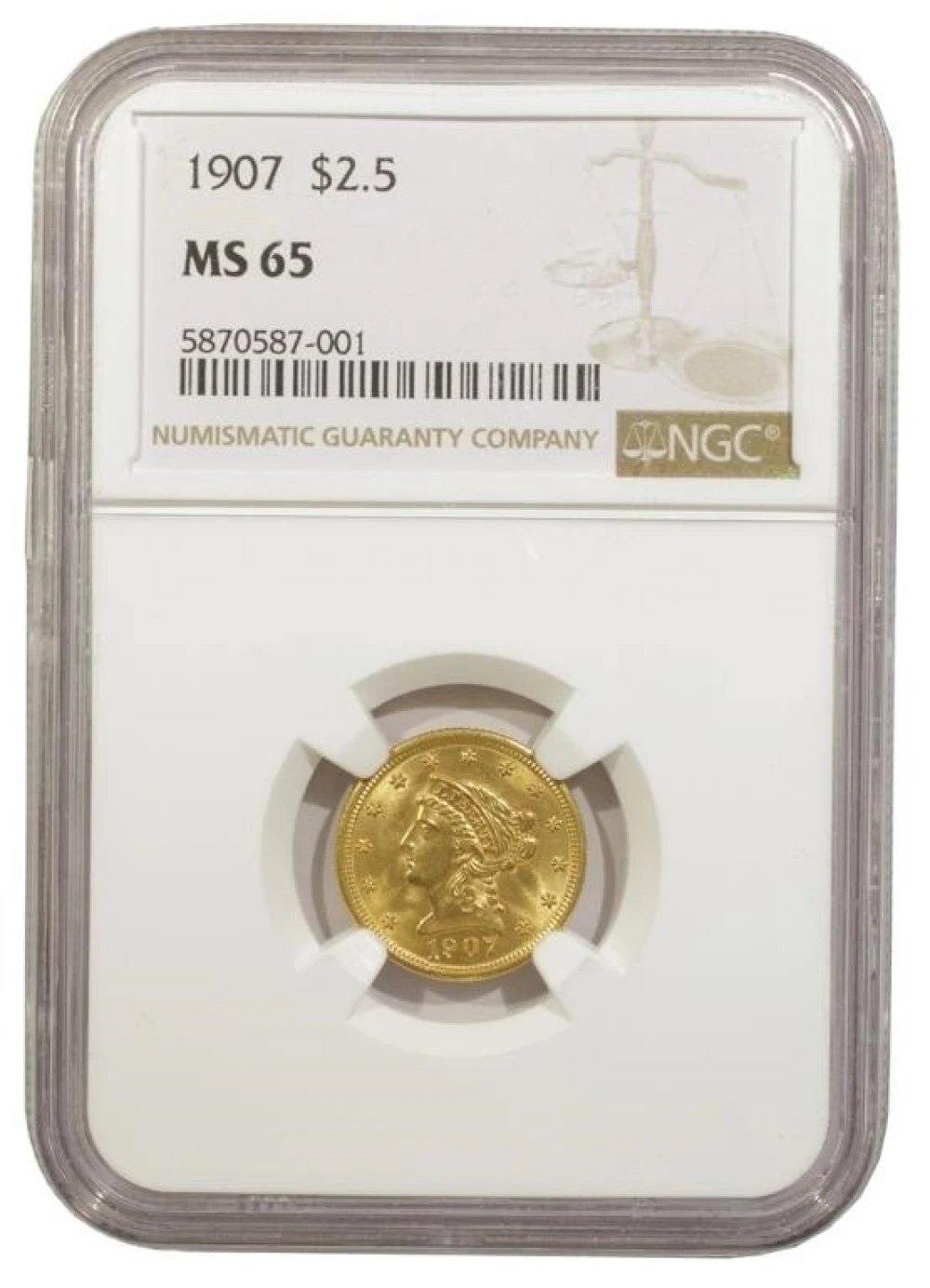 NGC MS-65 1907 $2.50 Liberty