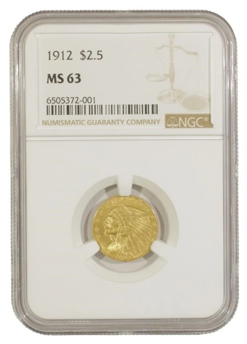 NGC MS-63 1912 $2.50 Gold Indian