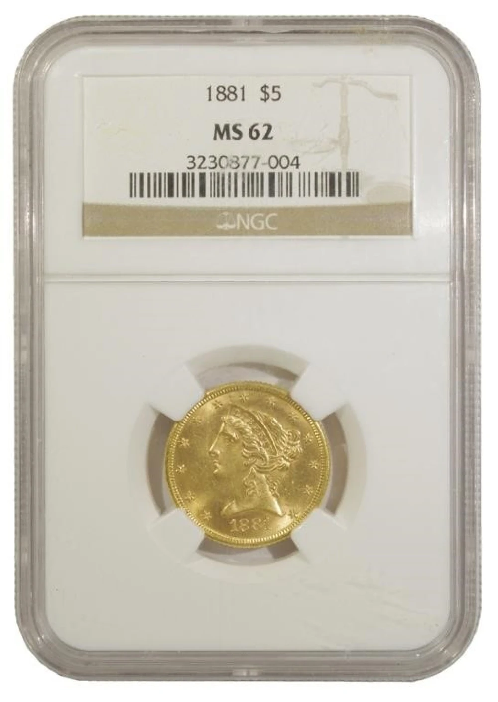 NGC MS-62 1881 $5 Gold Liberty
