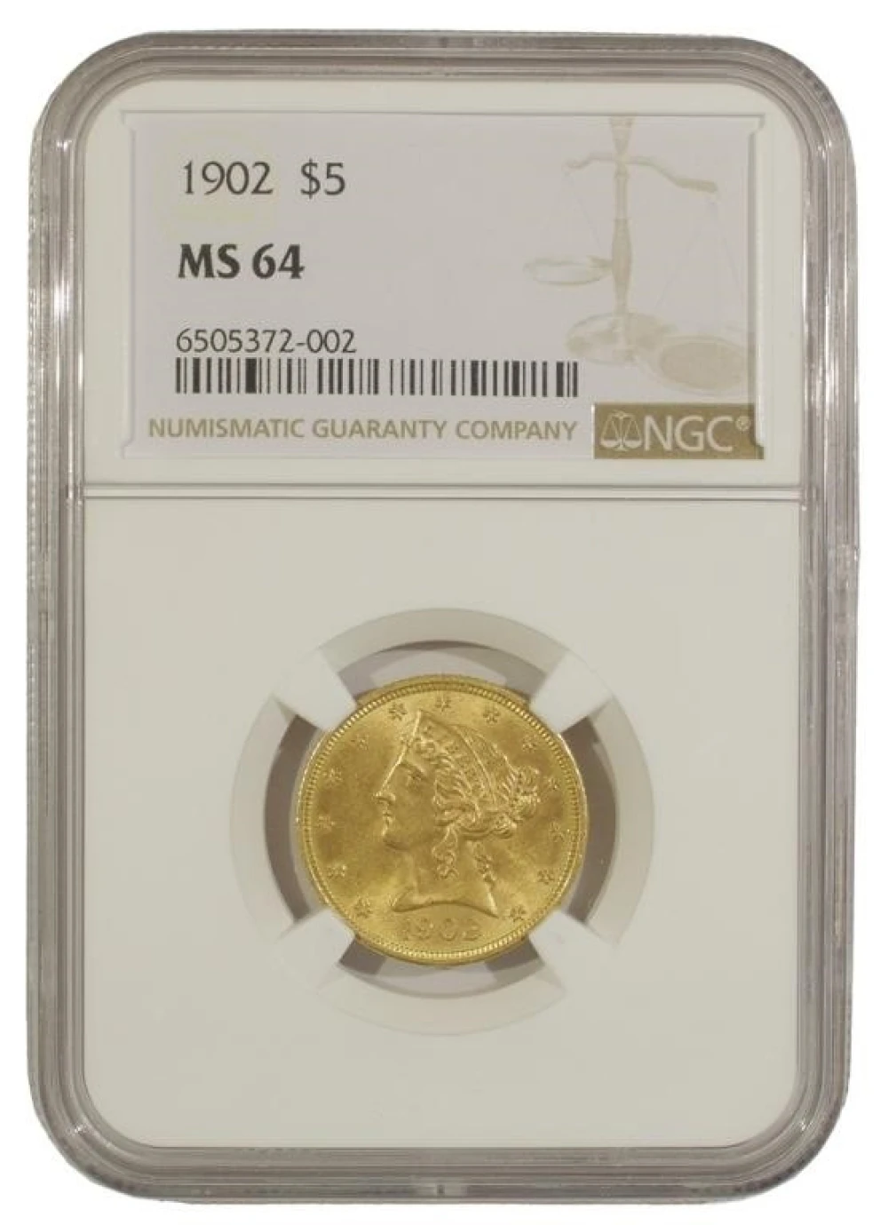 NGC MS-64 1902 $5 Gold Liberty
