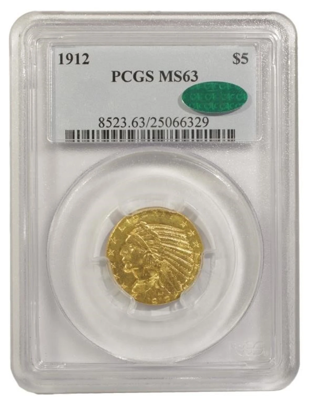 NGC MS-63 CAC 1912 $5 Gold Indian