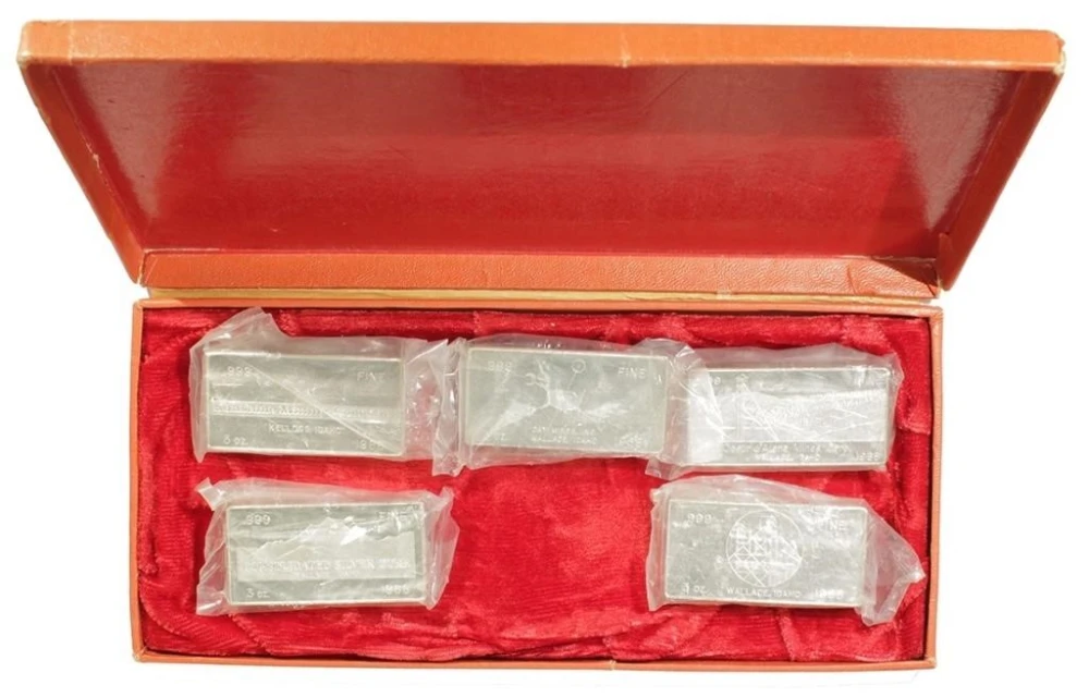 Vintage W.H. Foster 3 oz. Silver Bar Set