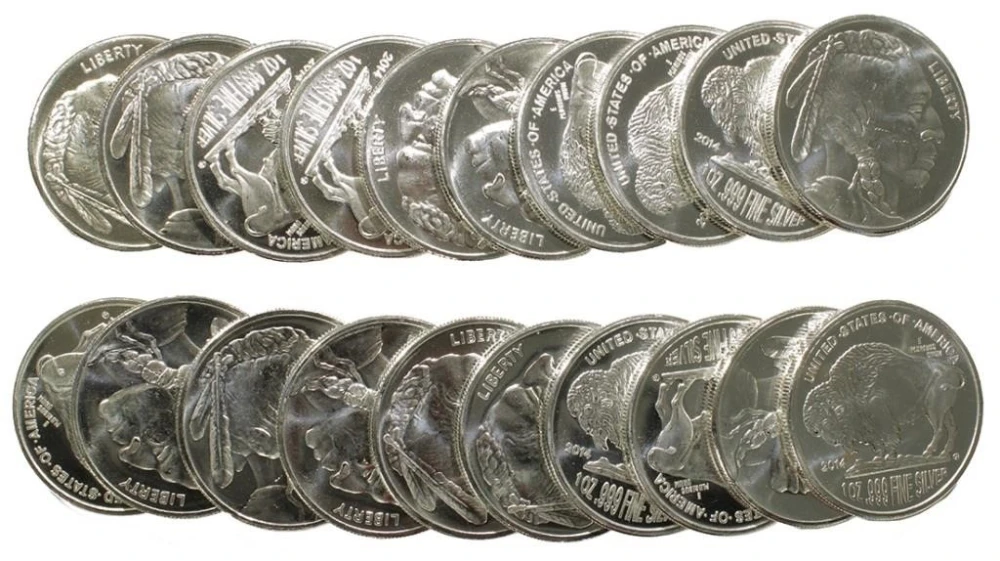 Roll of 20 1 Ounce Silver Buffalo Rounds