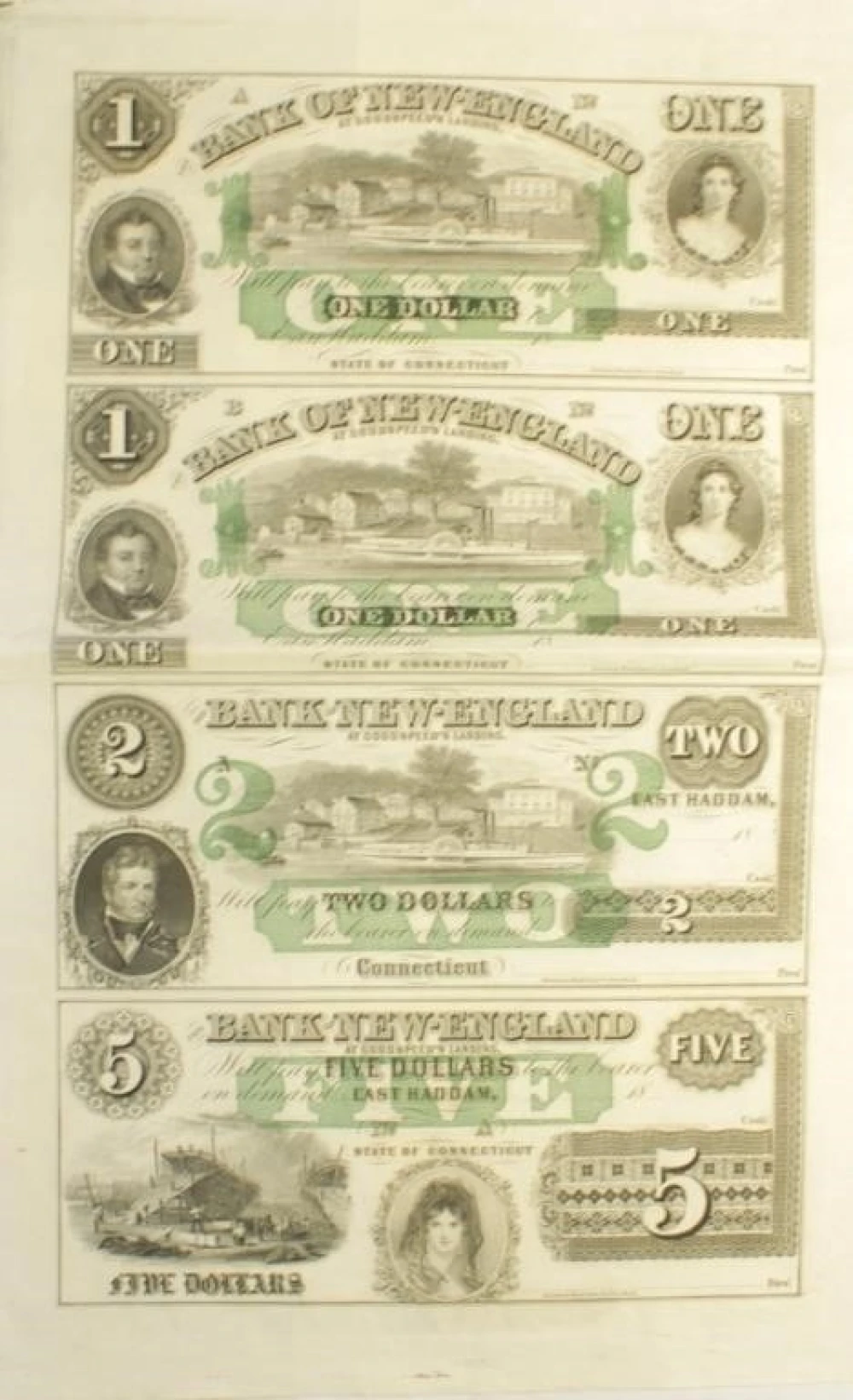 Connecticut. Goodspeed's Landing. Four Note Sheet