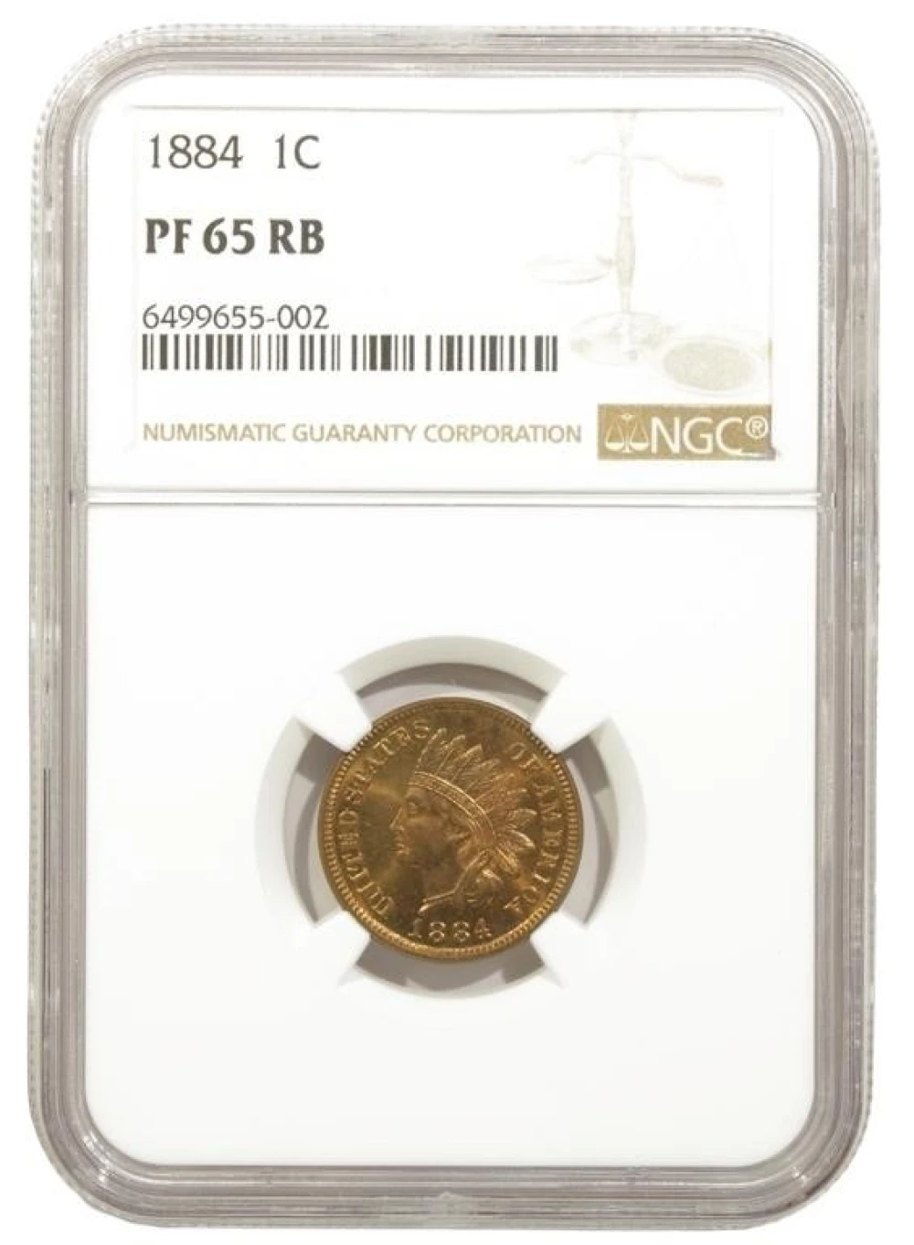 Gem RB Proof 1884 Cent
