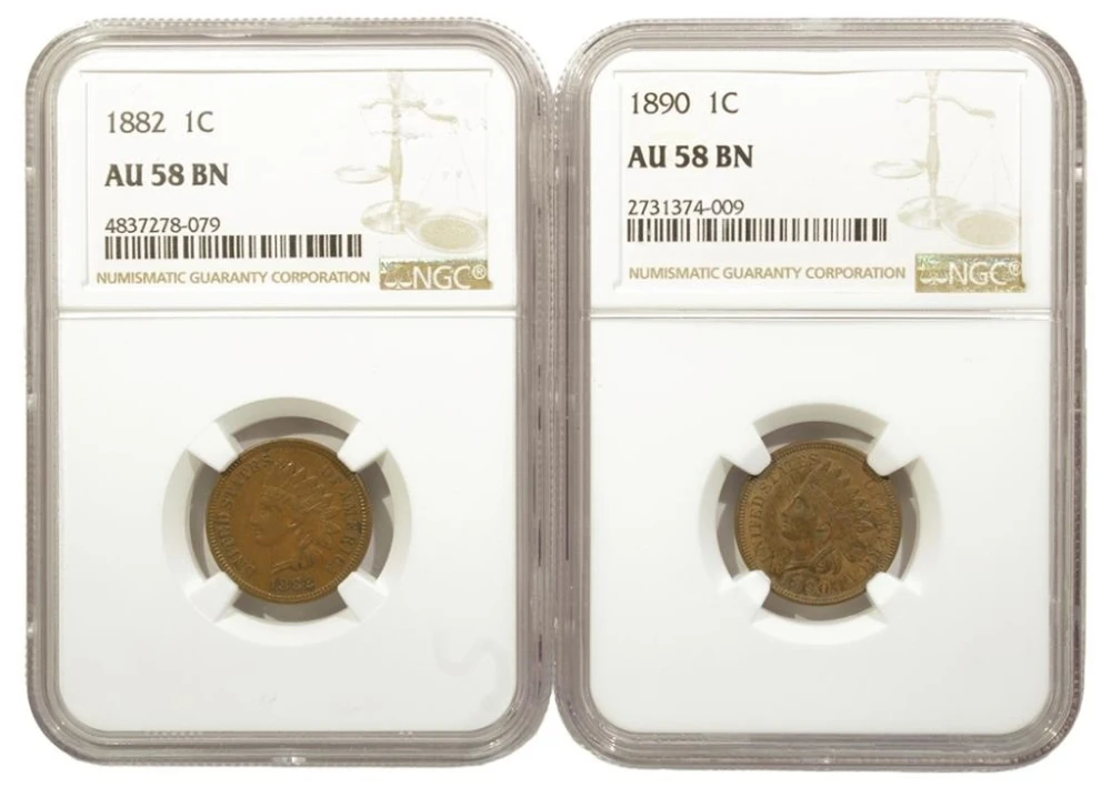 AU-58 Indian Cent Pair