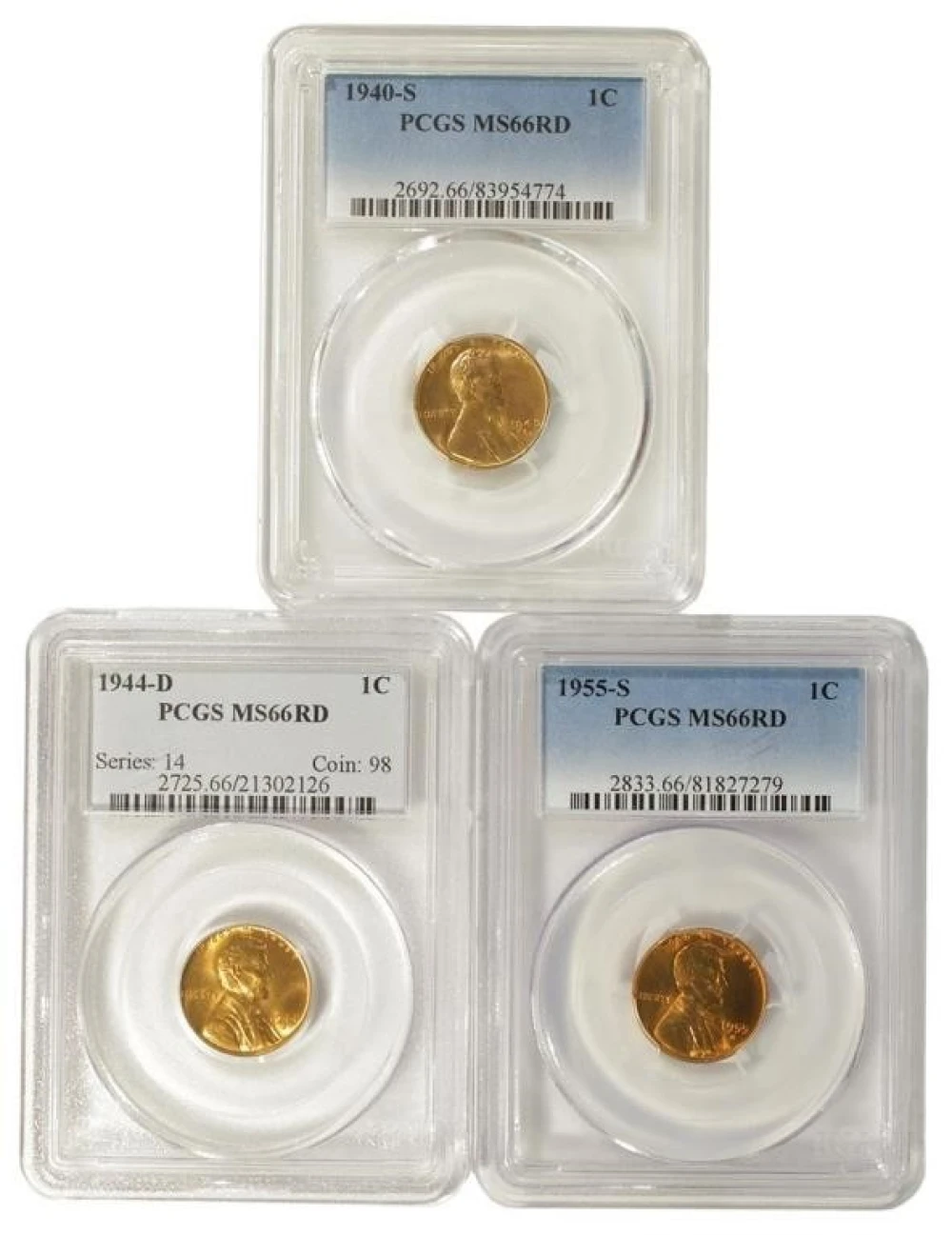 Three Superb Gem RD Lincoln Cents