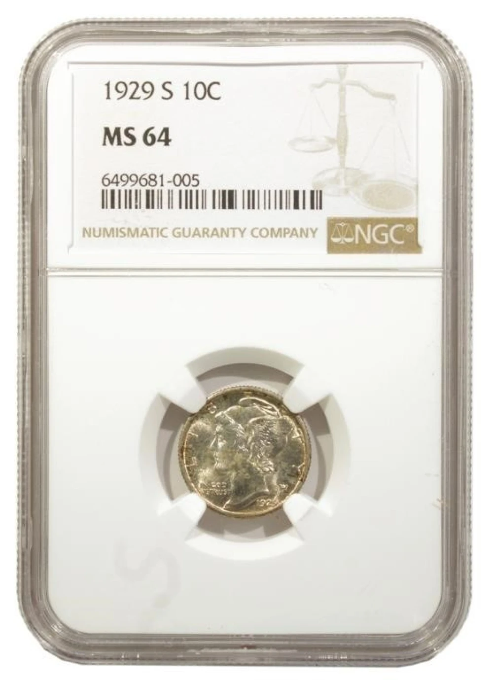 1929-S Mercury Dime. NGC MS-64