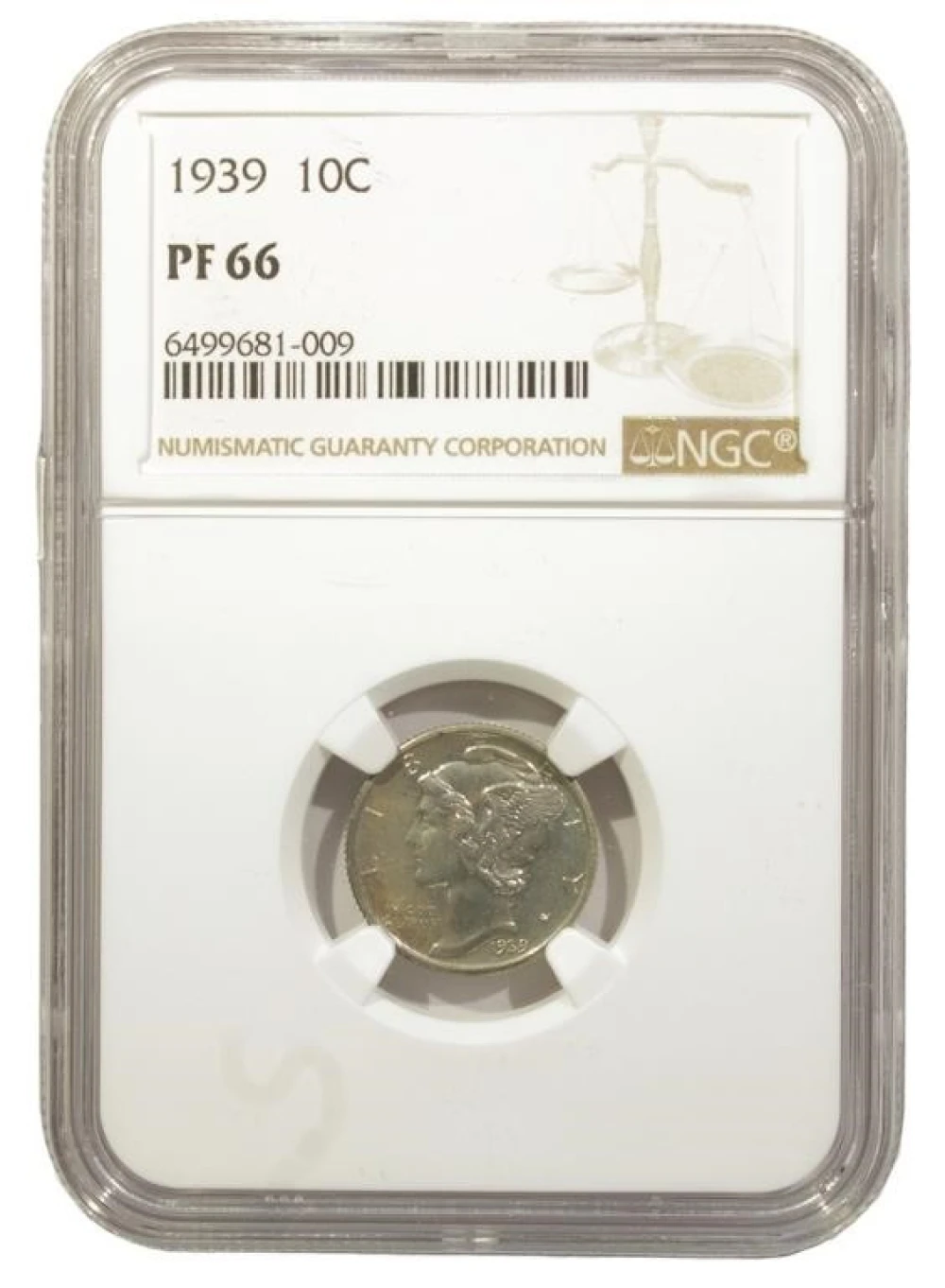 1939 Mercury Dime. NGC Proof-66