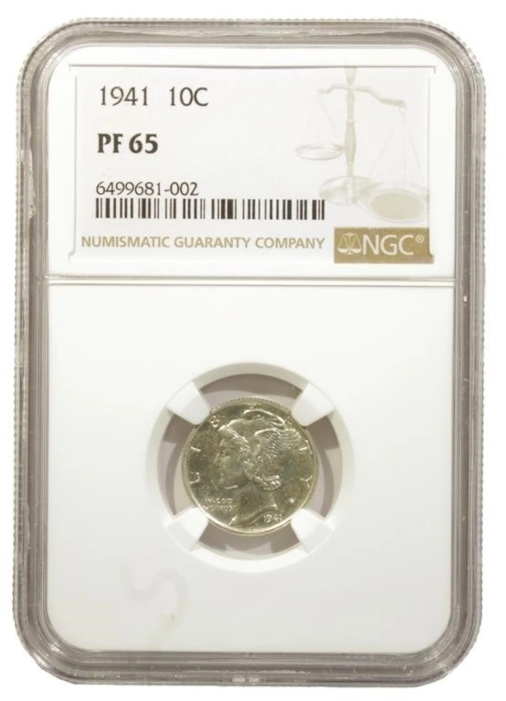 1941 Mercury Dime. NGC Proof-65
