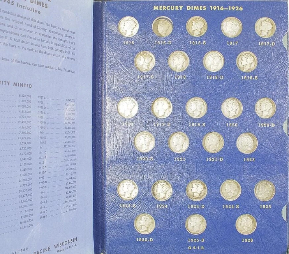 Near Complete Mercury Dime Set