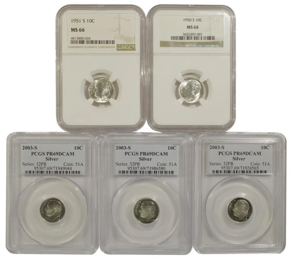 Small Certified Roosevelt Dime Group