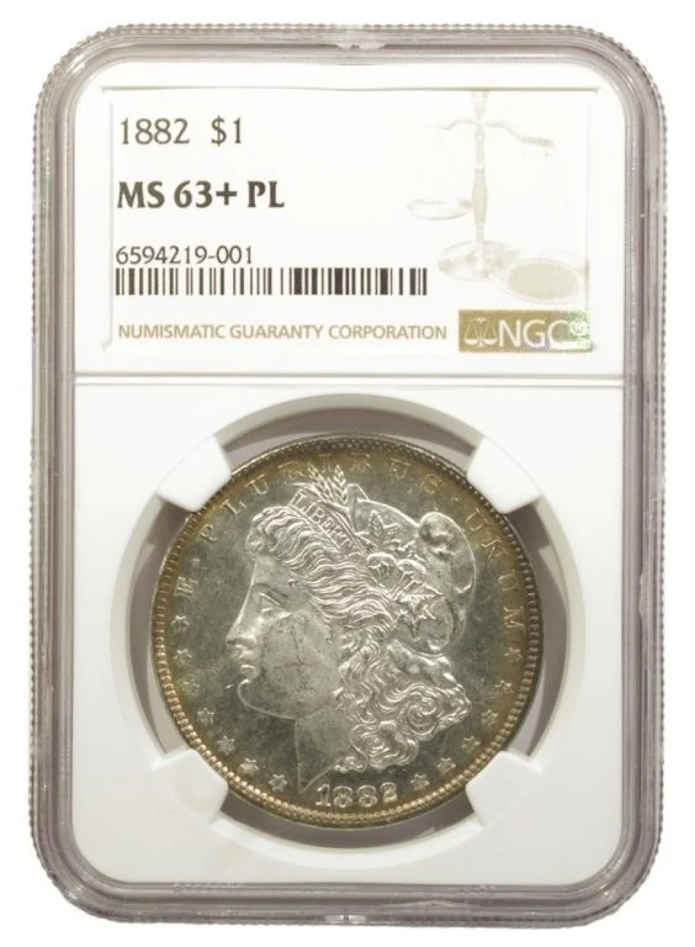 1882 Morgan Dollar. NGC MS-63+ PL