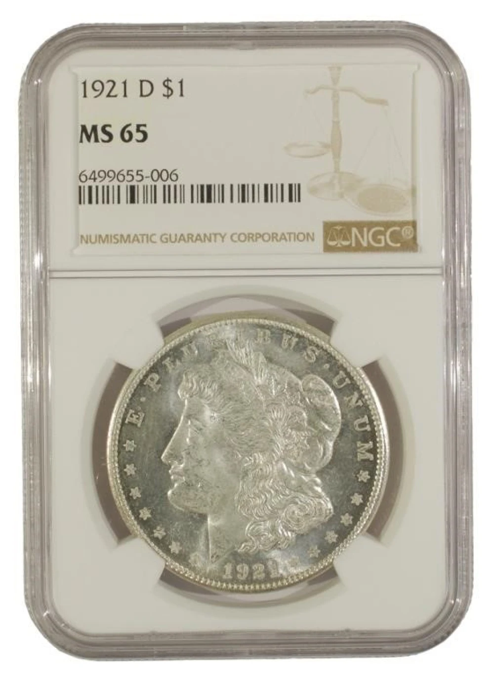 Gem Unc 1921-D Morgan Dollar