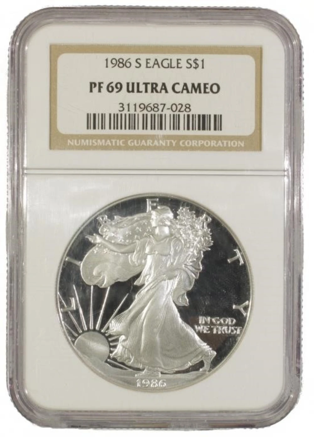 1986-S Proof Silver Eagle. NGC Proof-69 UC.