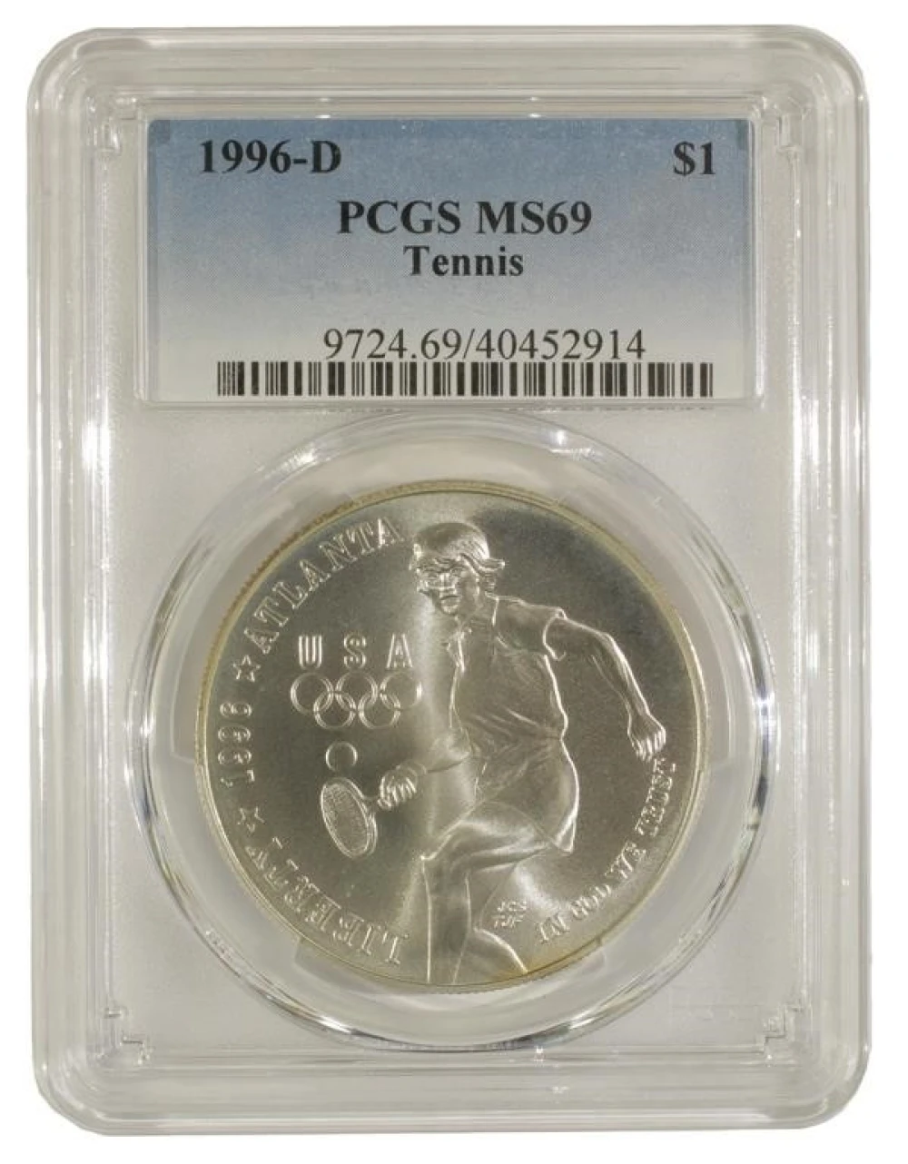 1996-D Tennis $1. PCGS MS-69.