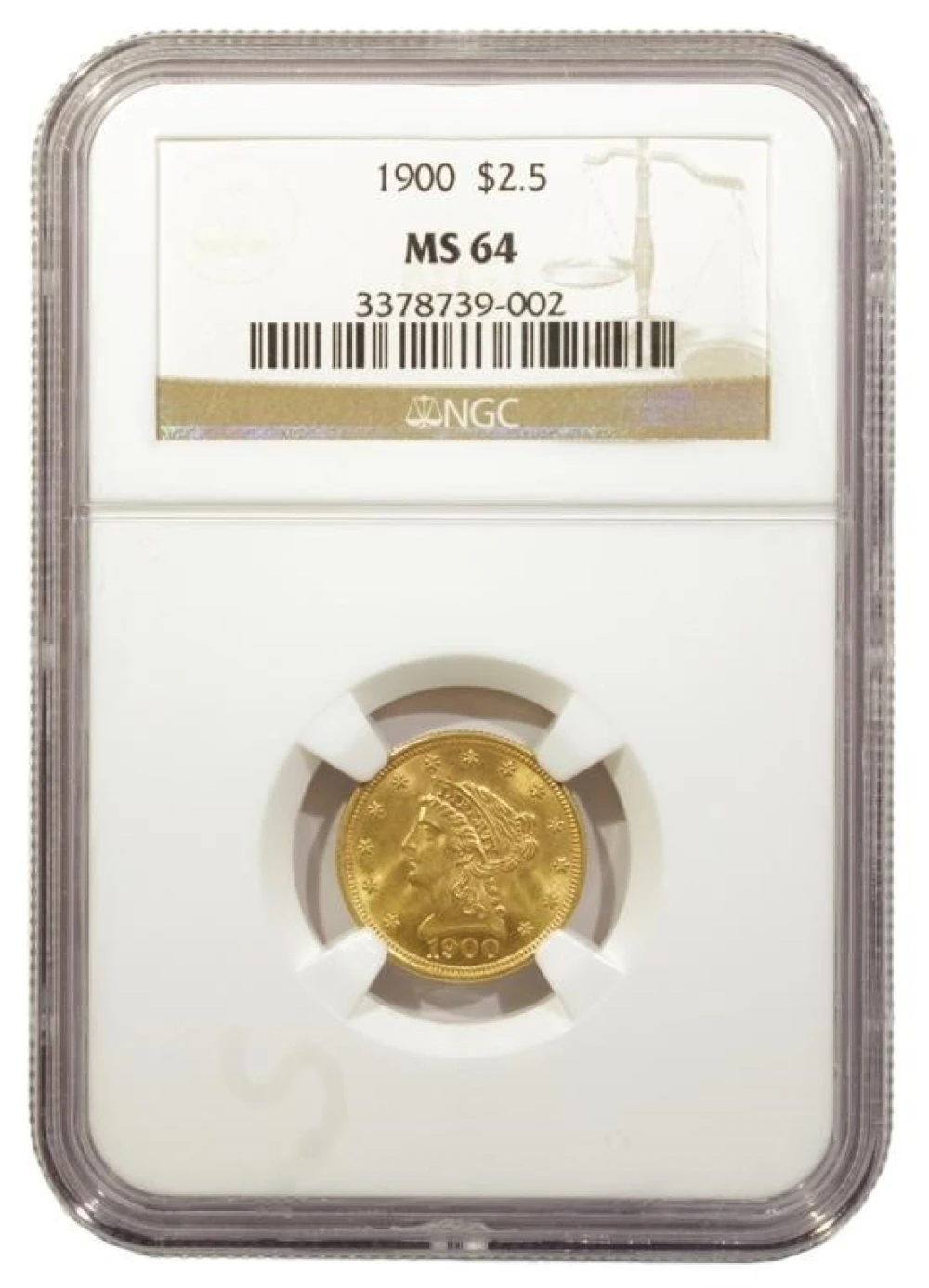 1900 $2.50 Gold Liberty. NGC MS-64