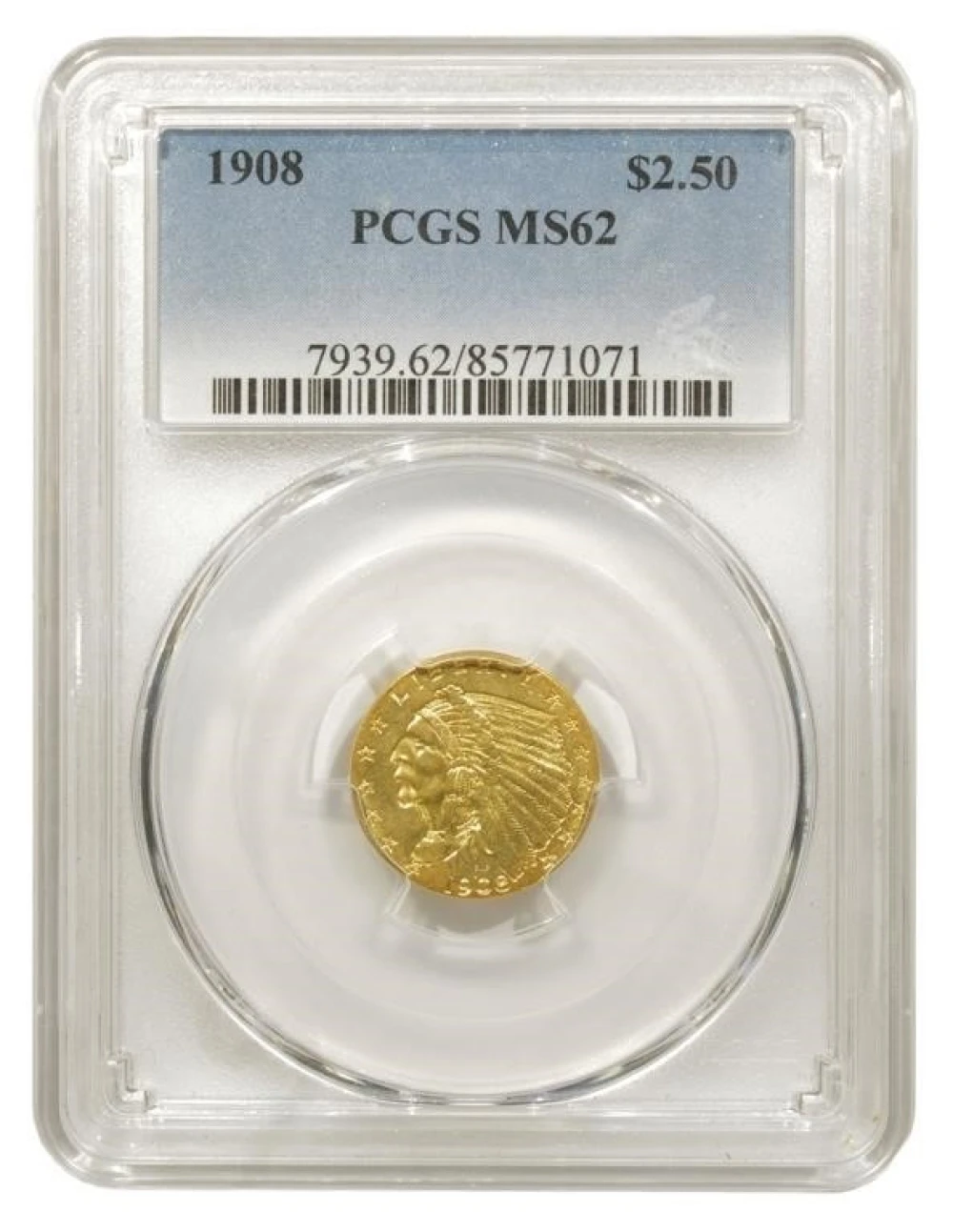 1908 $2.50 Indian. PCGS MS-62